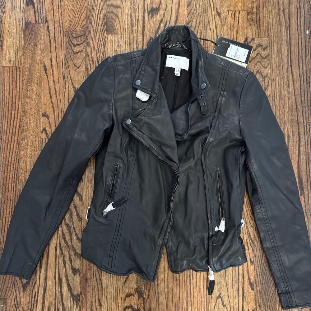 Muubaa Charcoal Leather Jacket